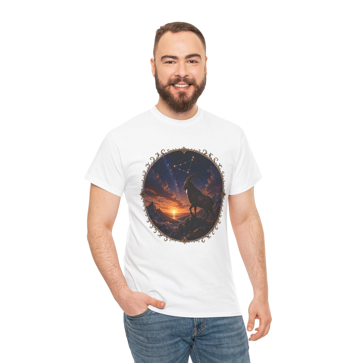 Capricorn Zodiac T-Shirt – Mountain Goat Ambition Design | Minimal Power Astrology Tee