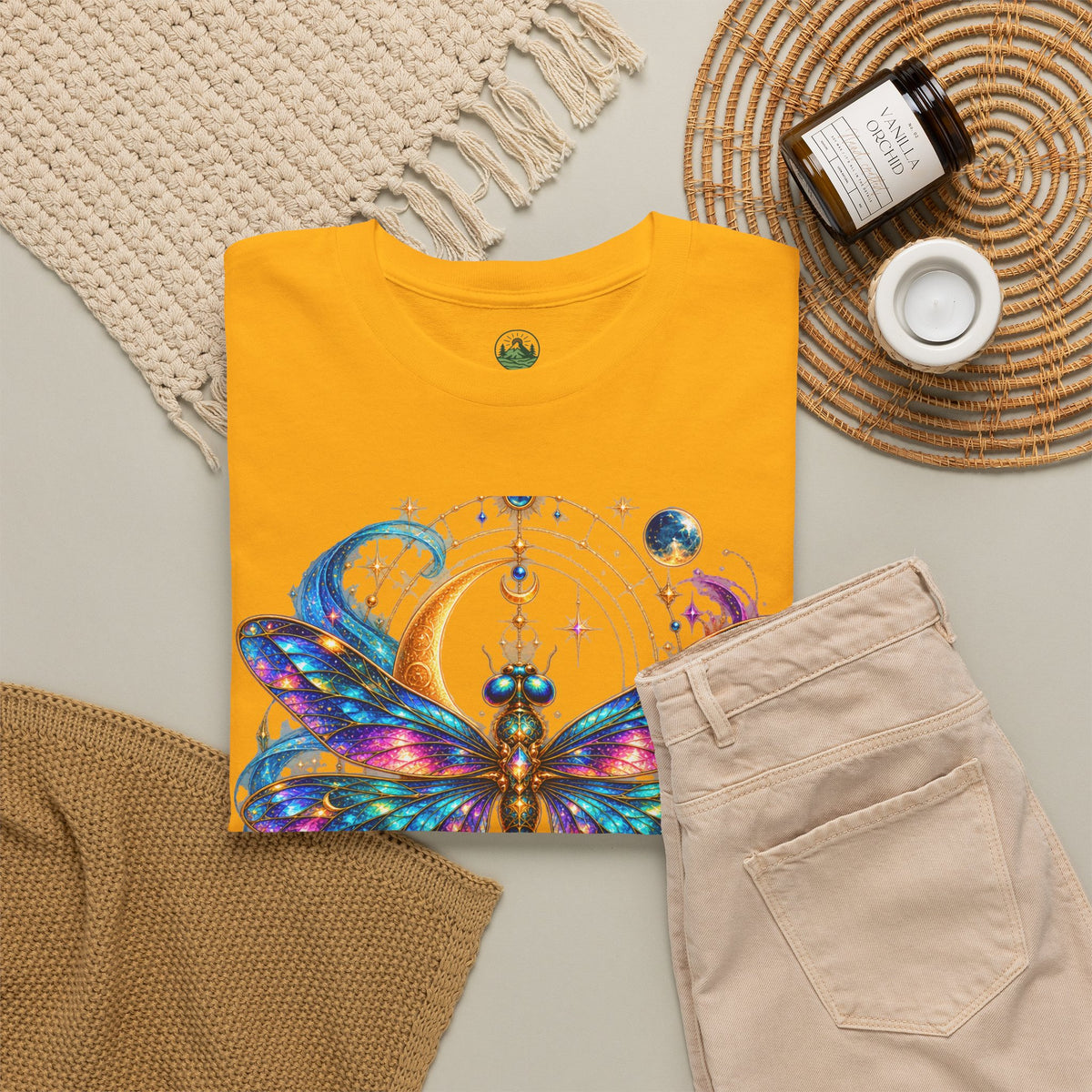 Celestial Dragonfly T-Shirt – Moon & Wildflower Nature Tee
