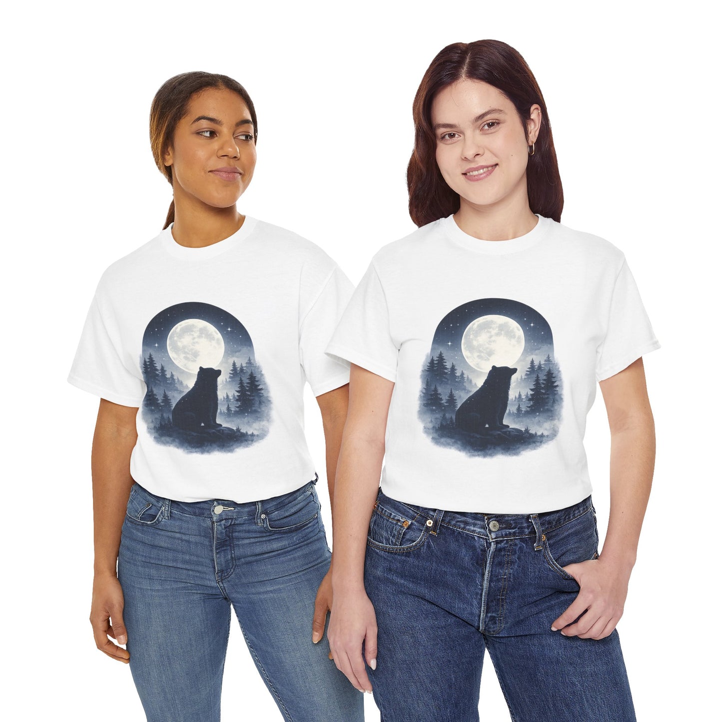 Mystic Bear Silhouette T-Shirt – Minimalist Nature Graphic Tee, Forest Spirit Design, Wildlife Lover Shirt