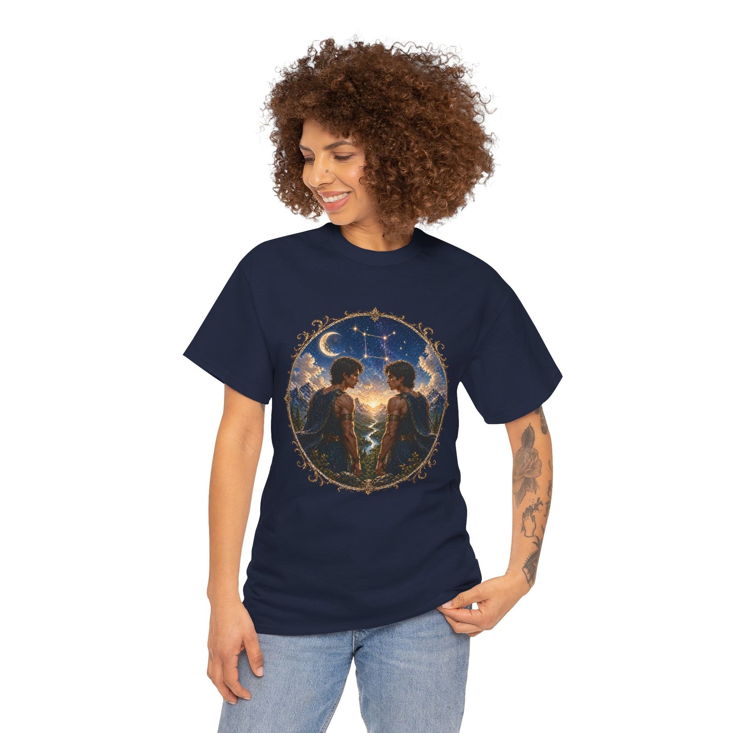 Gemini Zodiac T-Shirt – Dual Energy Twins Design | Astrology & Cosmic Nature Tee