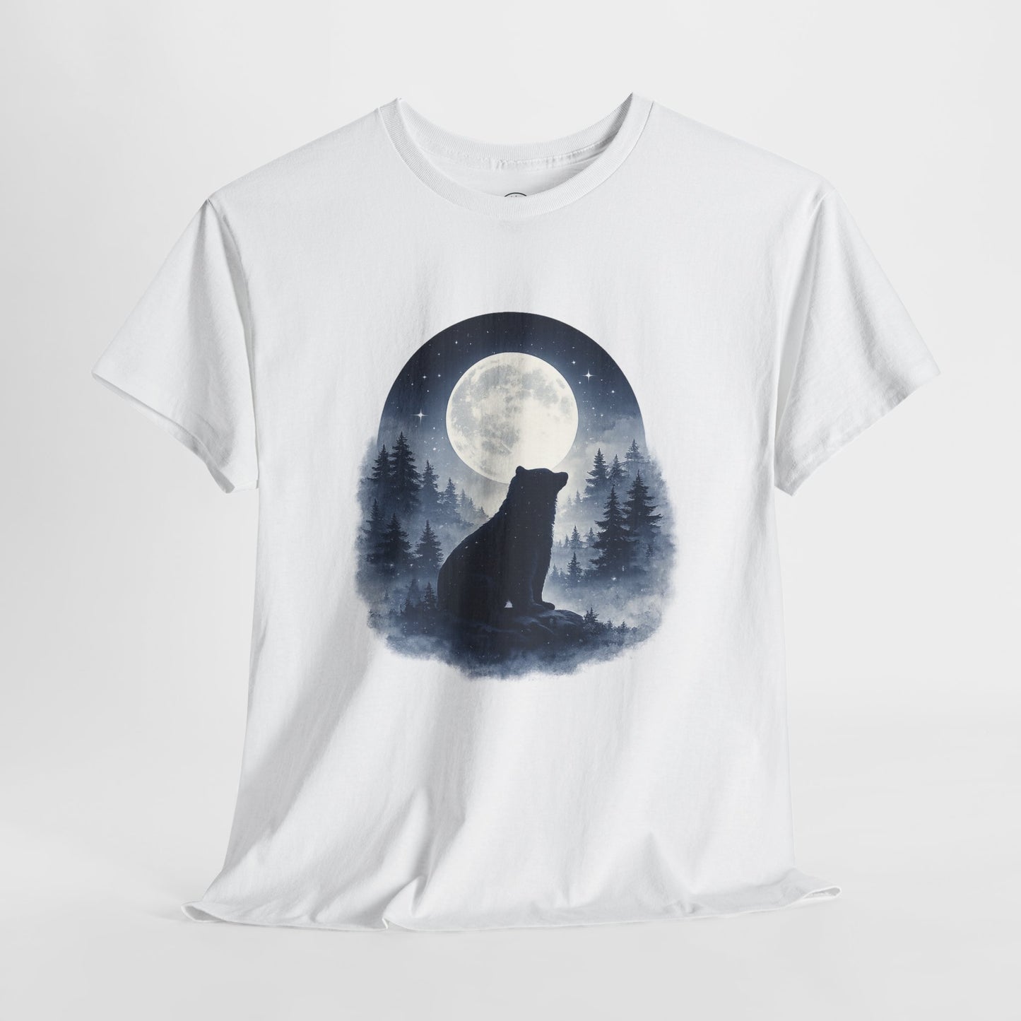 Mystic Bear Silhouette T-Shirt – Minimalist Nature Graphic Tee, Forest Spirit Design, Wildlife Lover Shirt