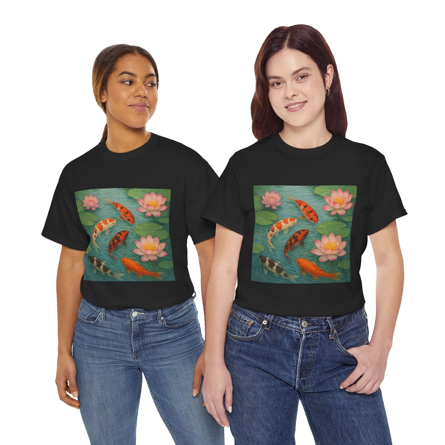 Koi Fish Lotus Pond T-Shirt – Zen Nature Aesthetic Tee
