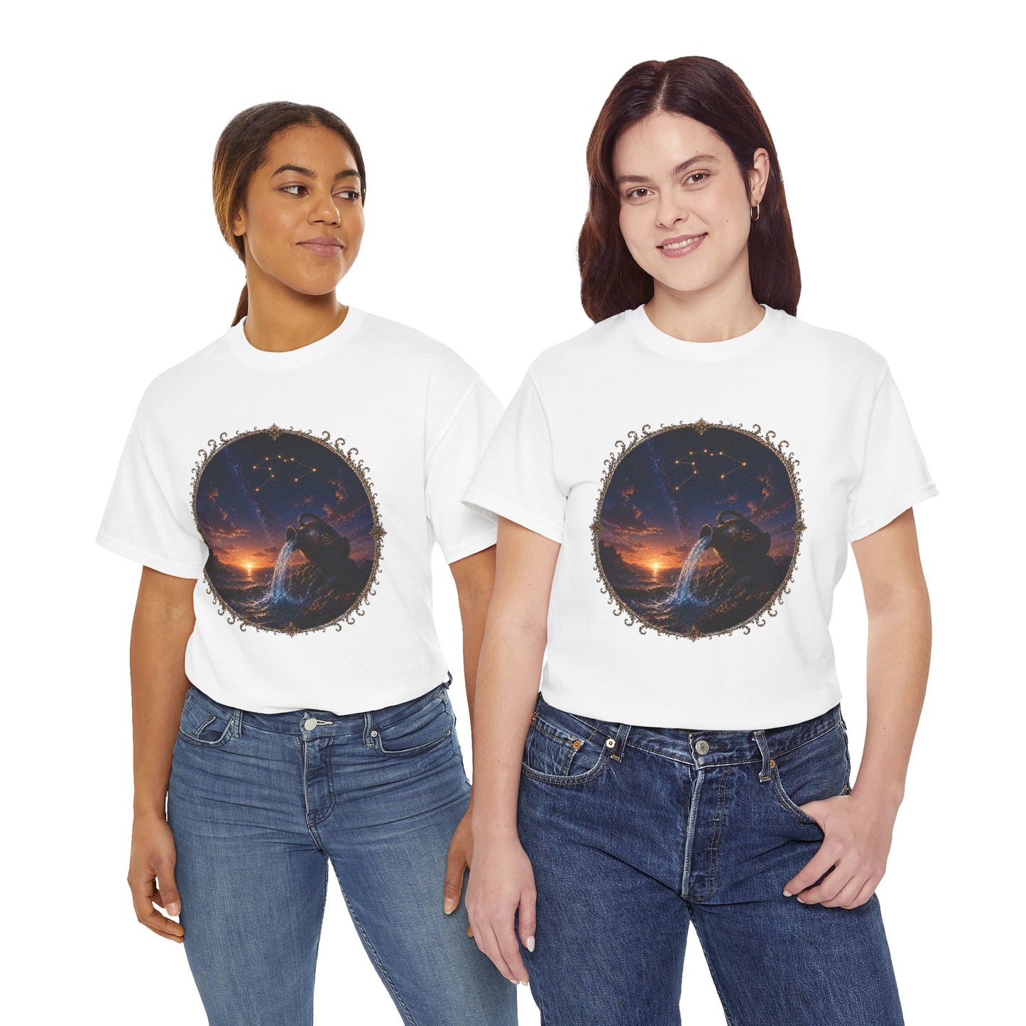 Aquarius Zodiac T-Shirt – Water Bearer Cosmic Design | Unique & Visionary Astrology Tee