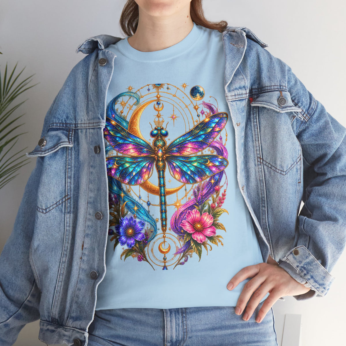 Celestial Dragonfly T-Shirt – Moon & Wildflower Nature Tee