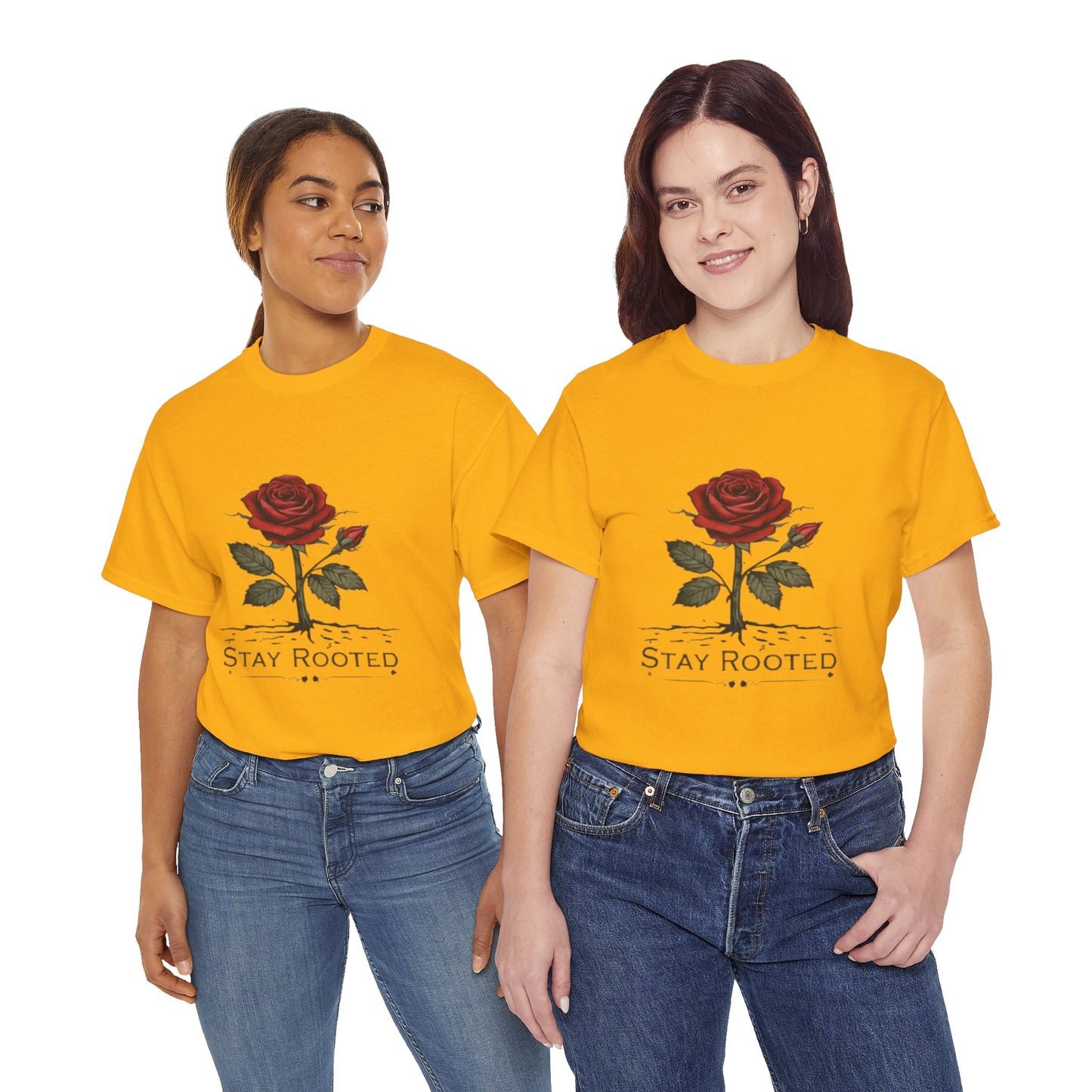 Stay Rooted Rose T-Shirt – Minimalist Nature Graphic Tee, Unisex Botanical Shirt, Nature Lover Gift