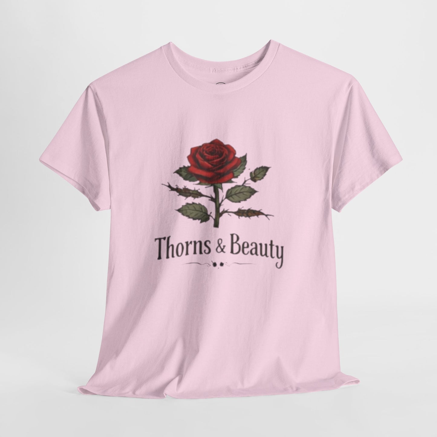 Thorns & Beauty Rose T-Shirt – Minimalist Floral Graphic Tee, Aesthetic Rose Design, Elegant Botanical Shirt