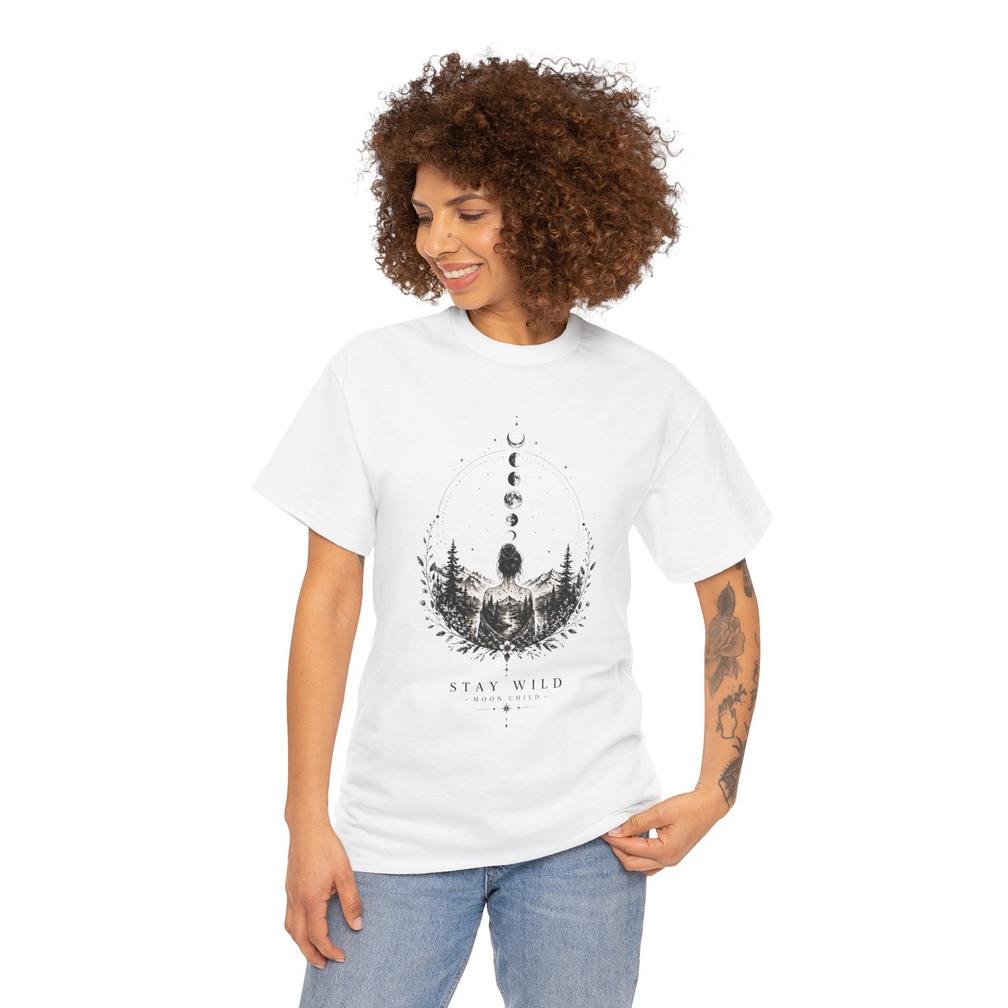 Minimalist Mystic Nature T-Shirt – Abstract Ink Art Design | Calm Aesthetic Tee