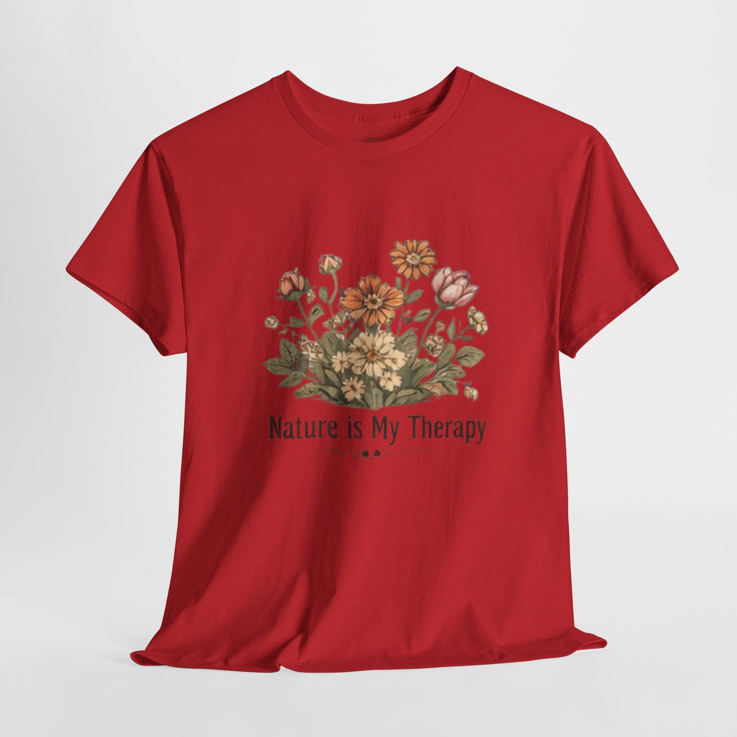 Nature Is My Therapy T-Shirt - Minimalist Floral Design Tee