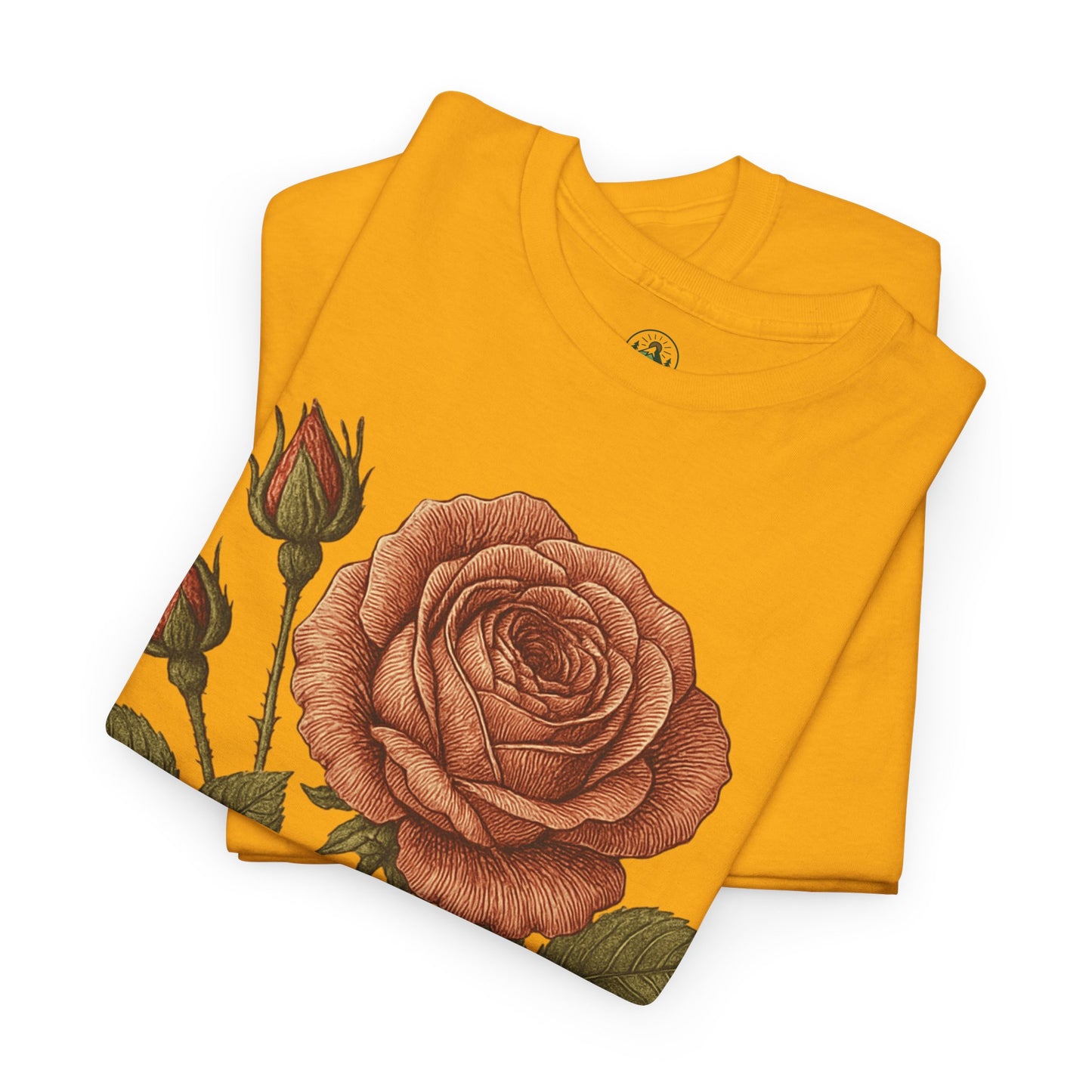 Vintage Botanical Rose T-Shirt – Minimalist Floral Aesthetic Tee