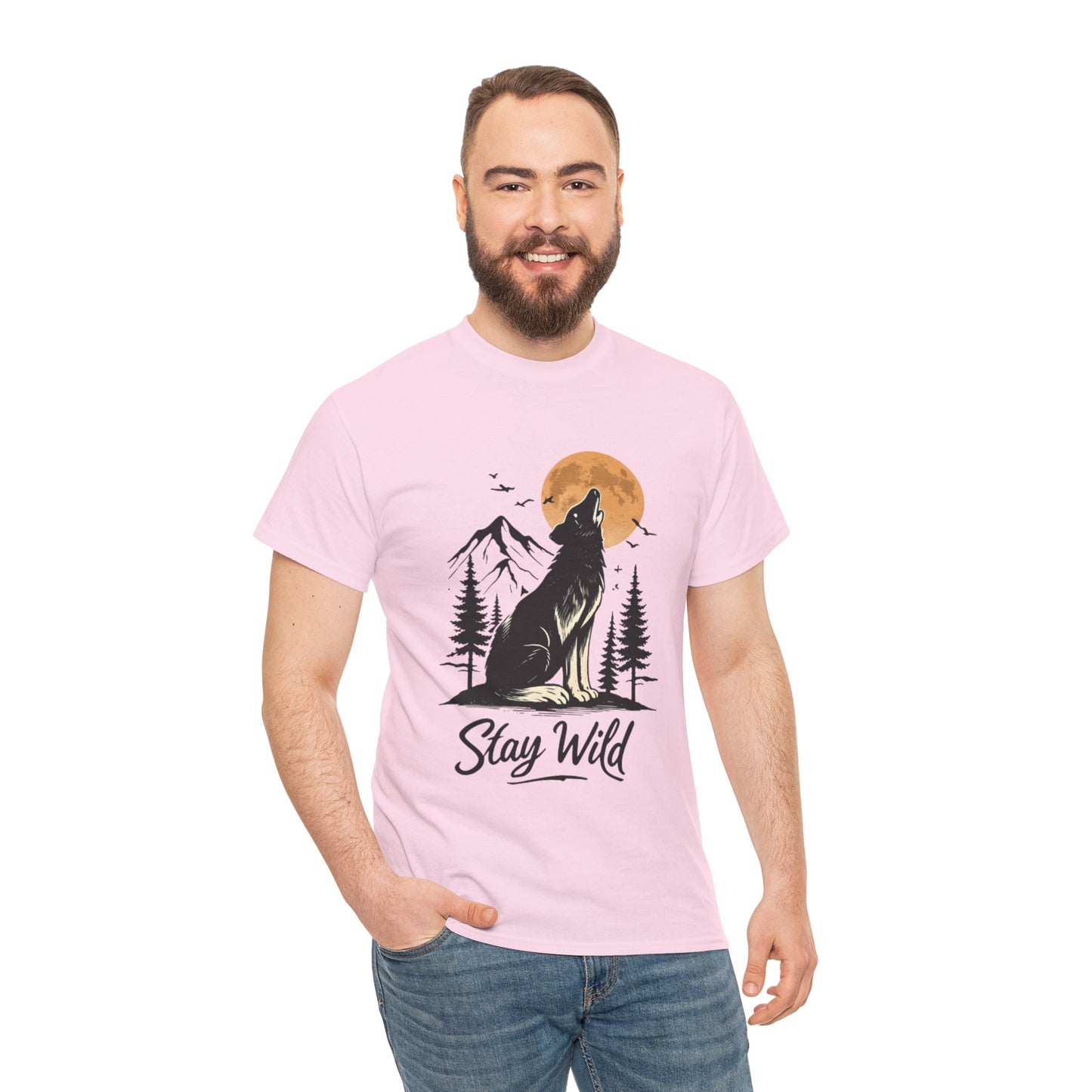 Howling Wolf Stay Wild Shirt – Aesthetic Nature Tee for Outdoor Lovers & Adventure Souls