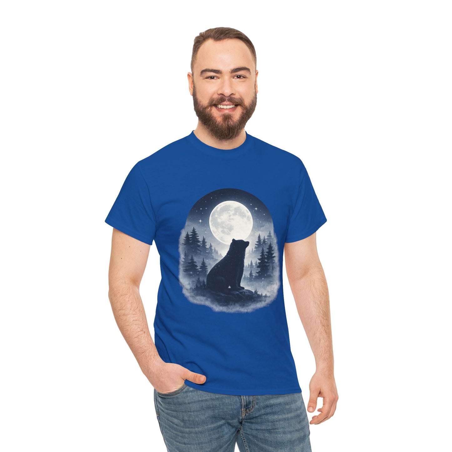 Mystic Bear Silhouette T-Shirt – Minimalist Nature Graphic Tee, Forest Spirit Design, Wildlife Lover Shirt