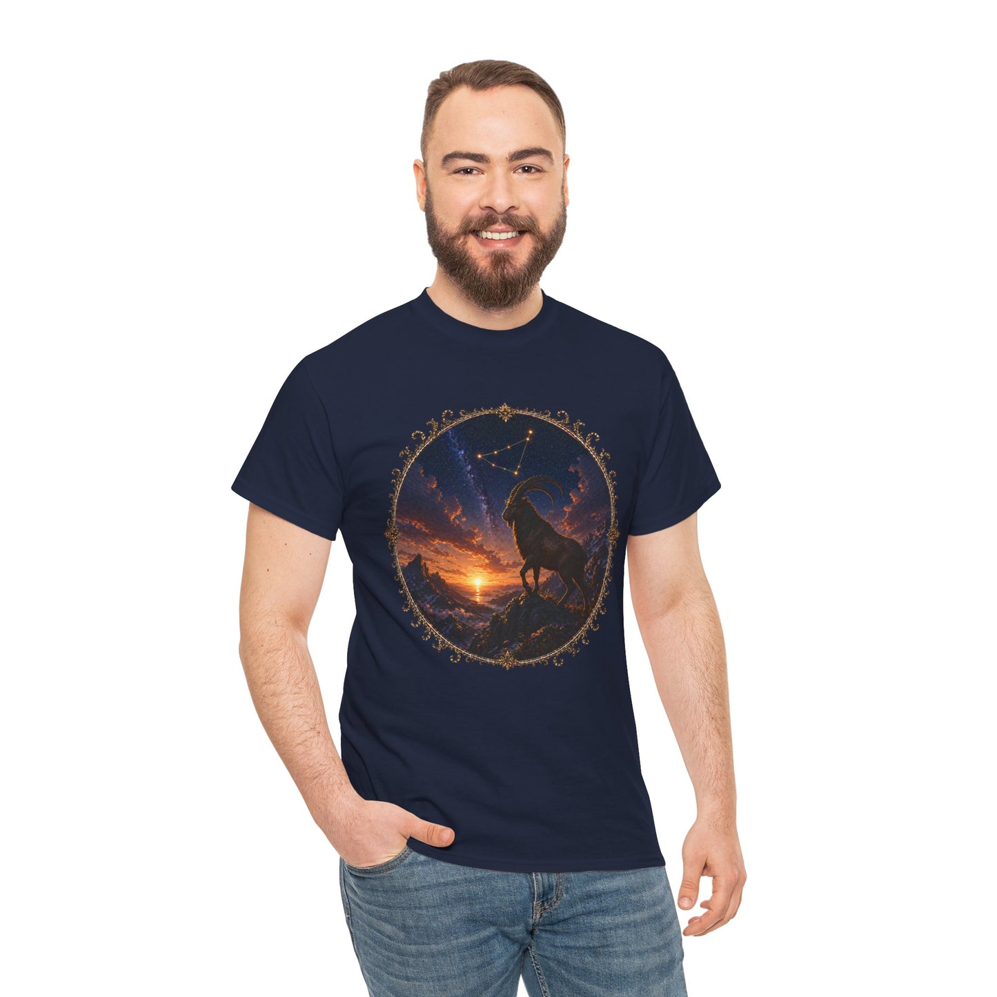 Capricorn Zodiac T-Shirt – Mountain Goat Ambition Design | Minimal Power Astrology Tee