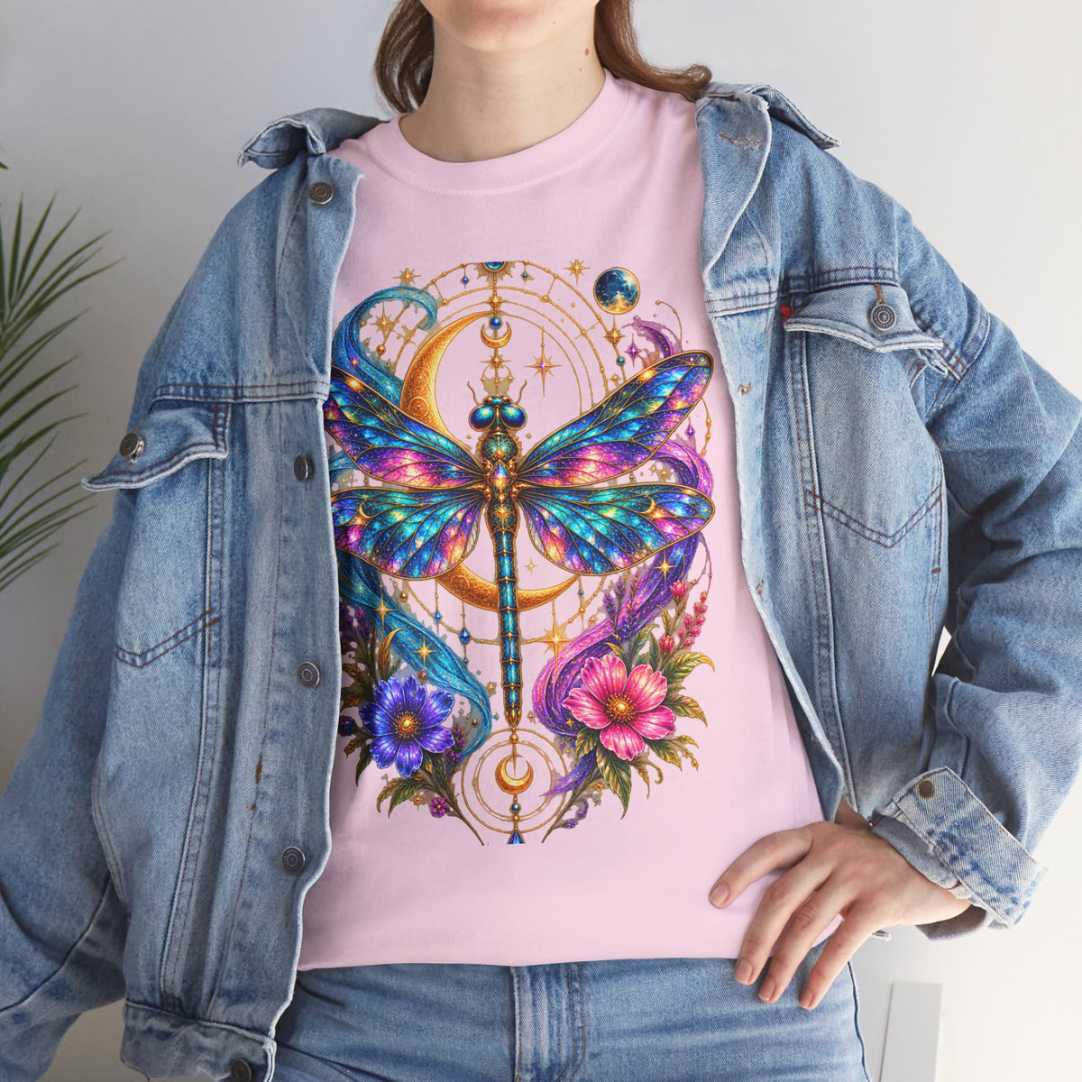 Celestial Dragonfly T-Shirt – Moon & Wildflower Nature Tee