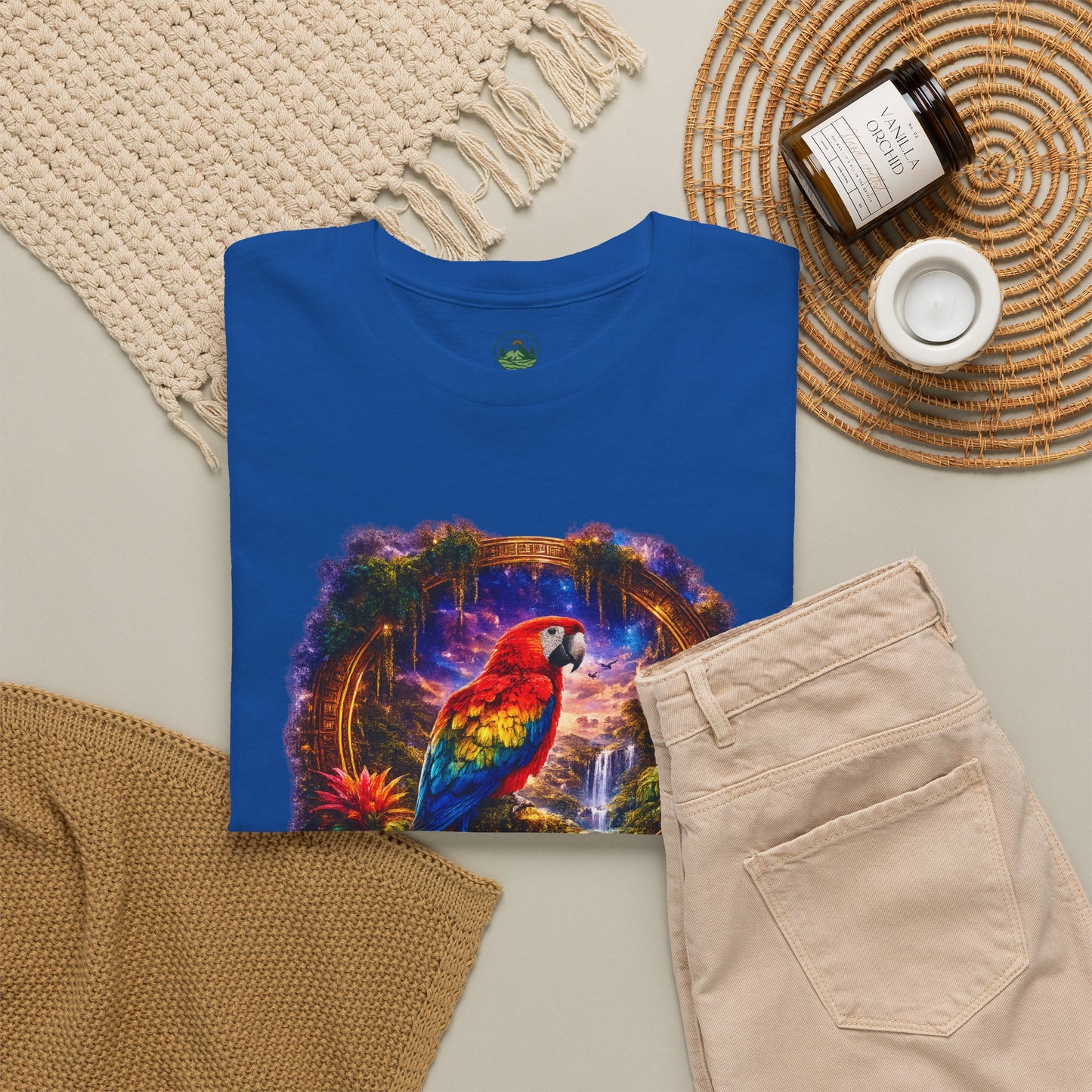Scarlet Macaw T-Shirt – Tropical Rainforest Cosmic Design | Exotic Bird Wildlife Tee