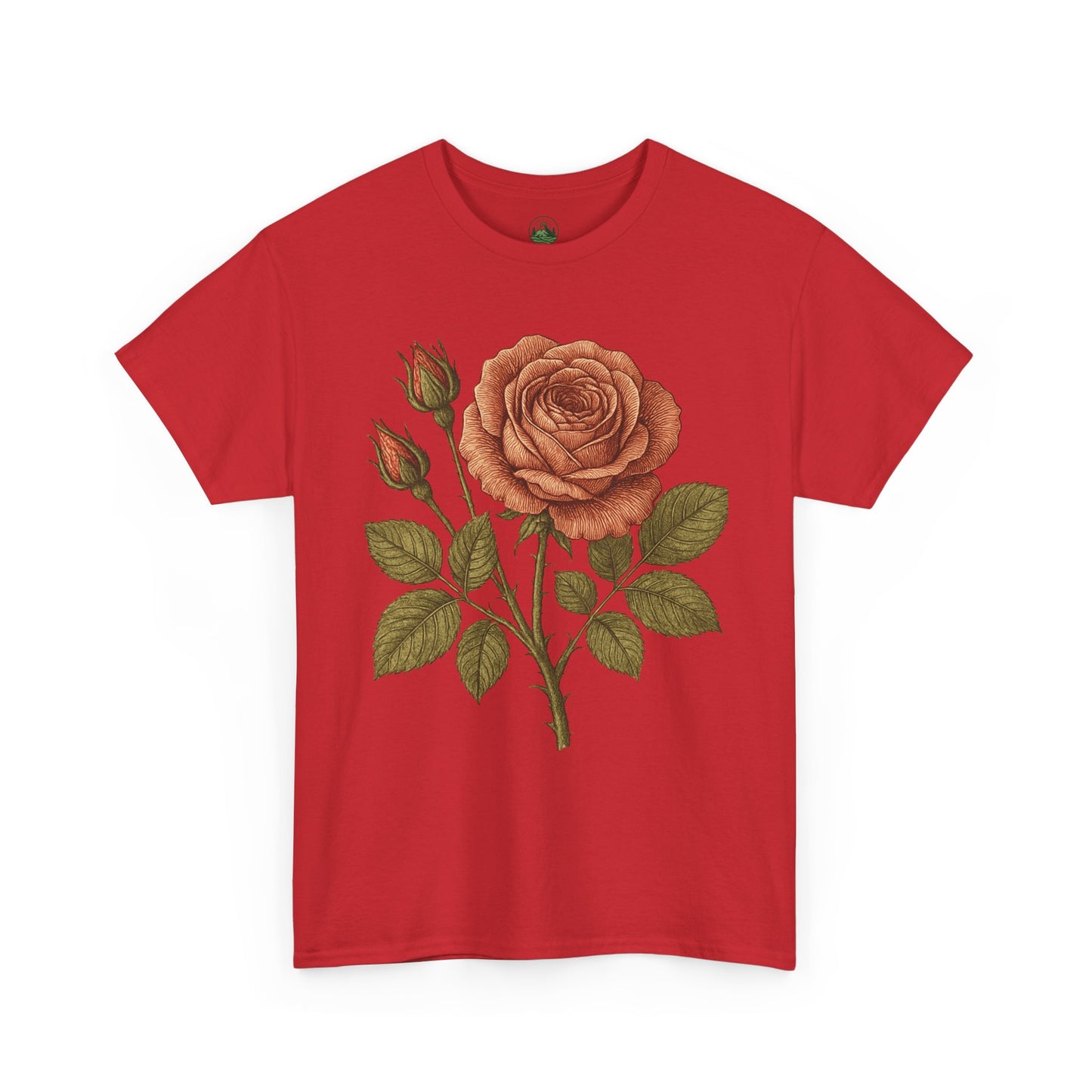 Vintage Botanical Rose T-Shirt – Minimalist Floral Aesthetic Tee