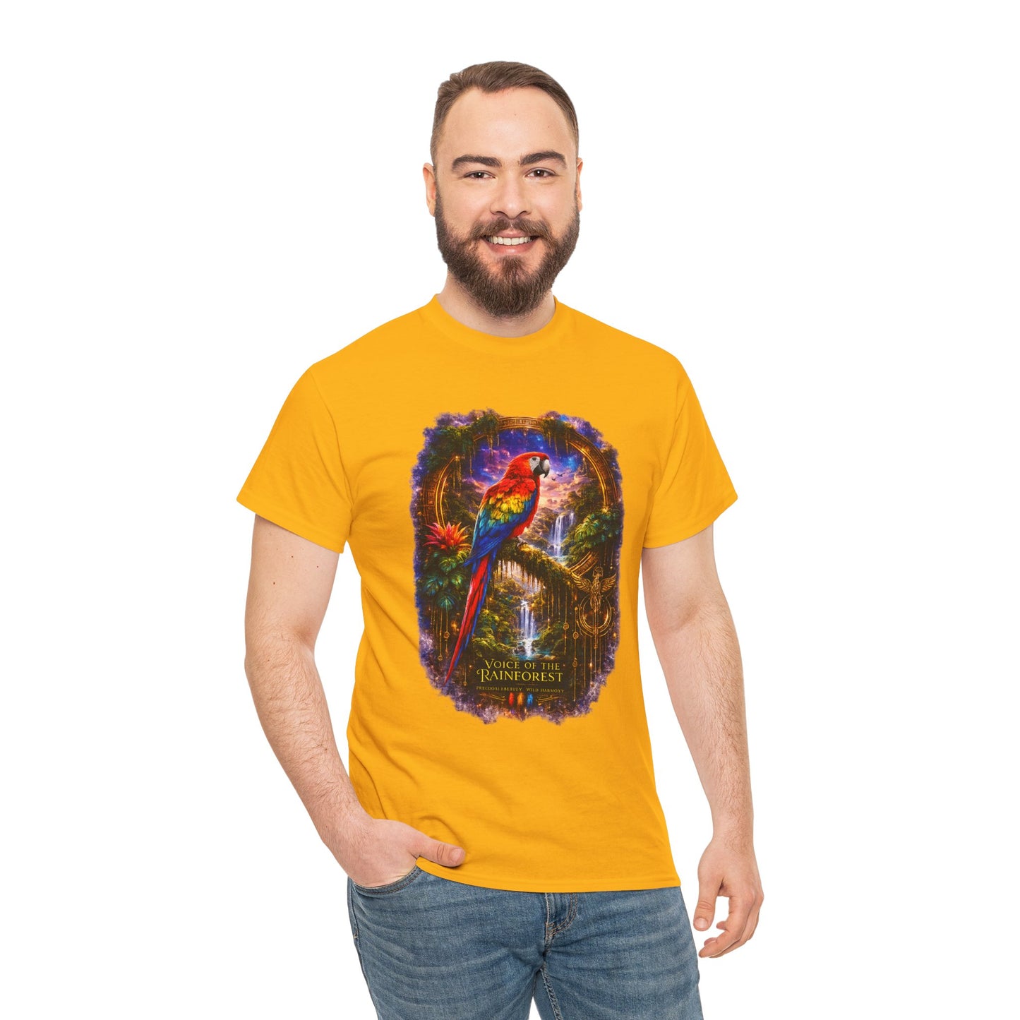 Scarlet Macaw T-Shirt – Tropical Rainforest Cosmic Design | Exotic Bird Wildlife Tee