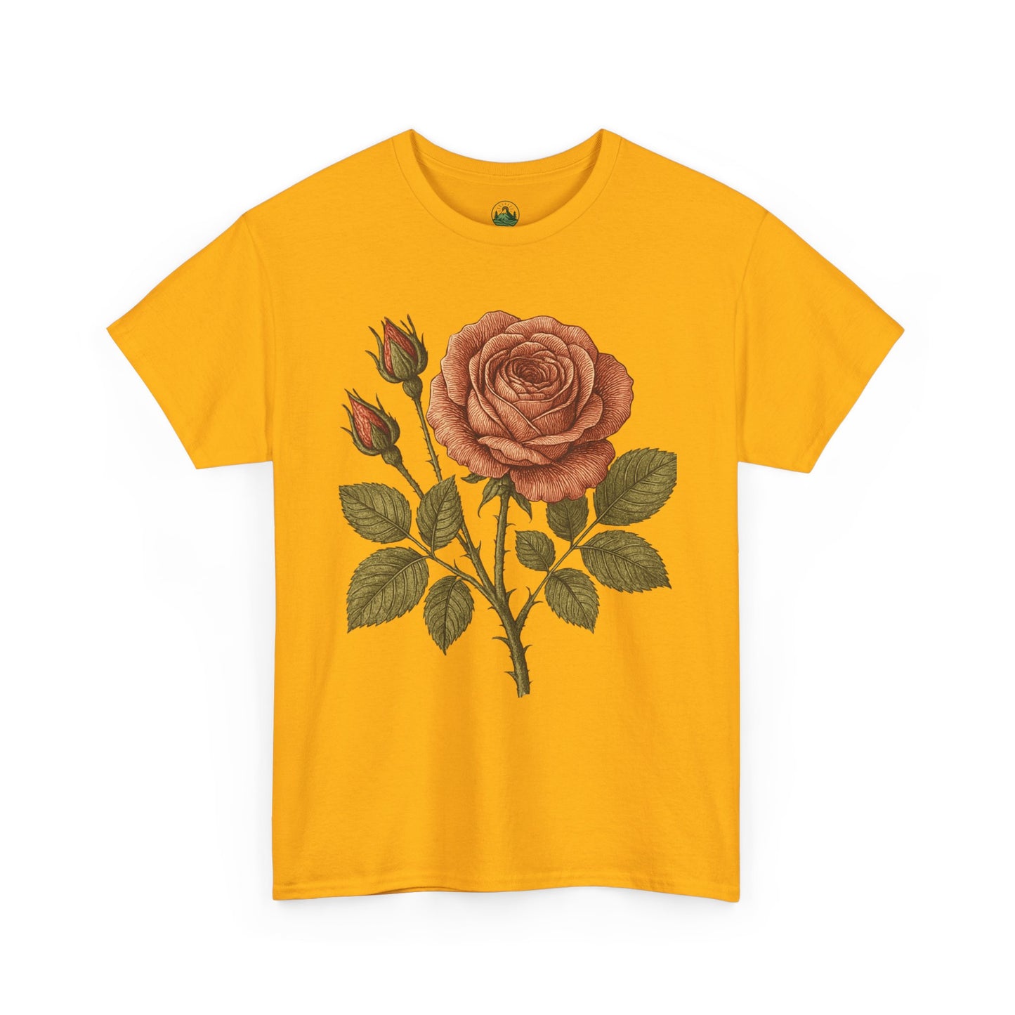 Vintage Botanical Rose T-Shirt – Minimalist Floral Aesthetic Tee