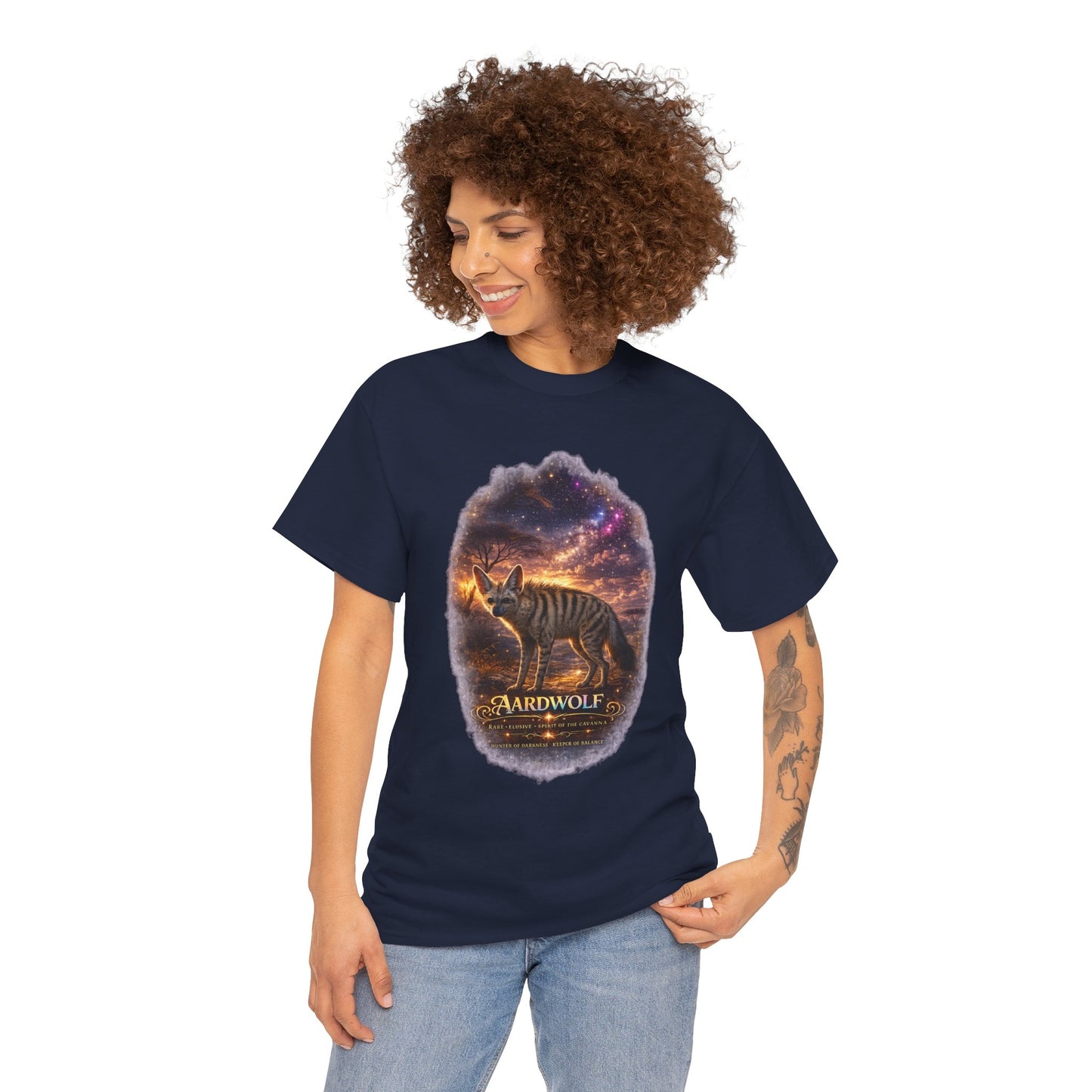 Aardwolf T-Shirt – Mystic Night Wildlife Design | Rare Cosmic Animal Graphic Tee