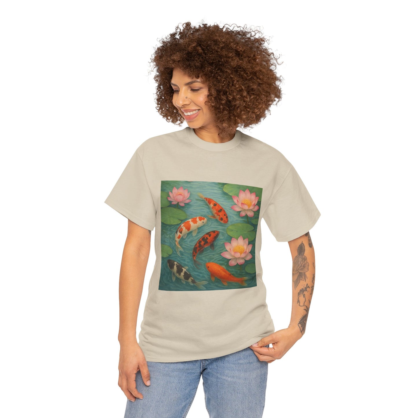 Koi Fish Lotus Pond T-Shirt – Zen Nature Aesthetic Tee