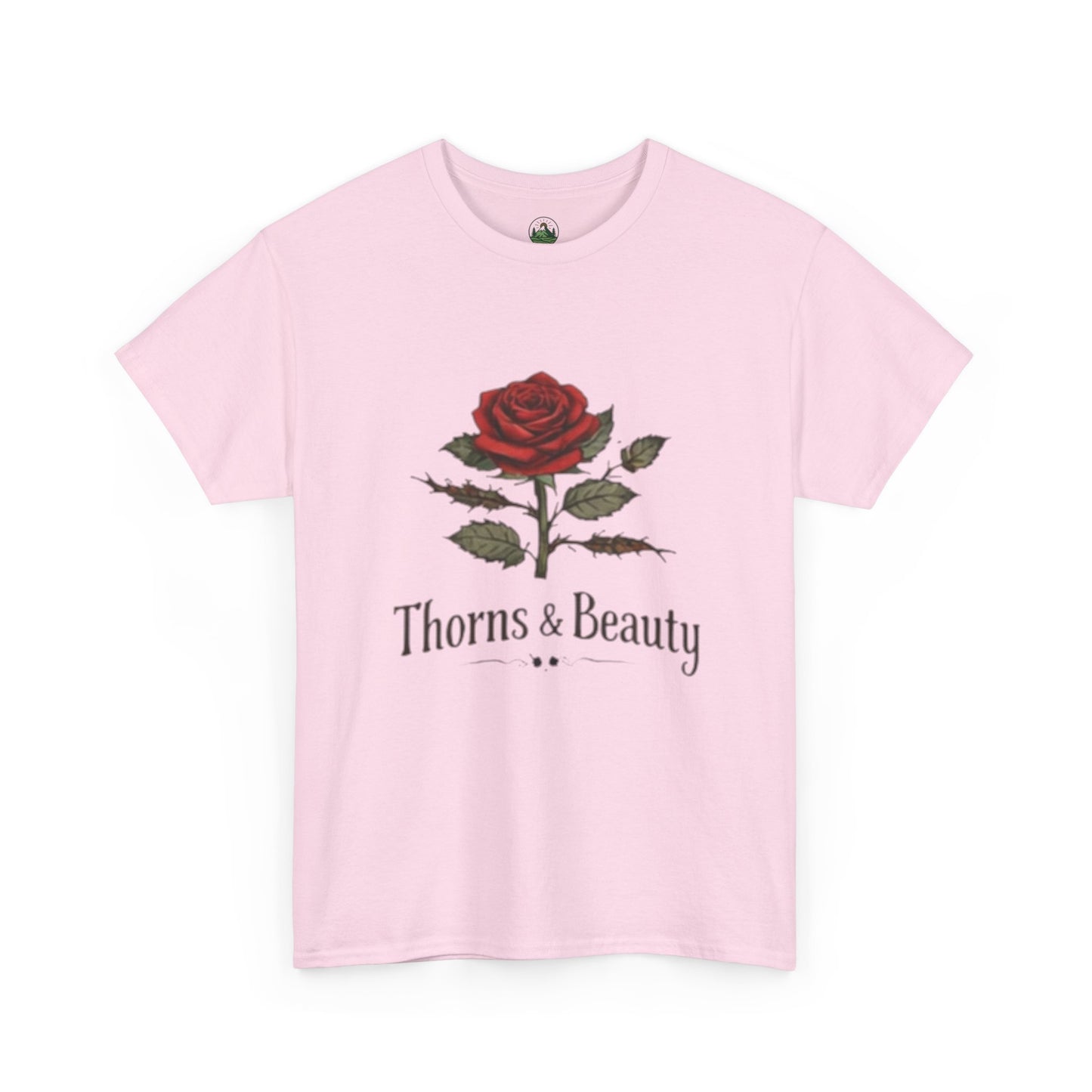 Thorns & Beauty Rose T-Shirt – Minimalist Floral Graphic Tee, Aesthetic Rose Design, Elegant Botanical Shirt