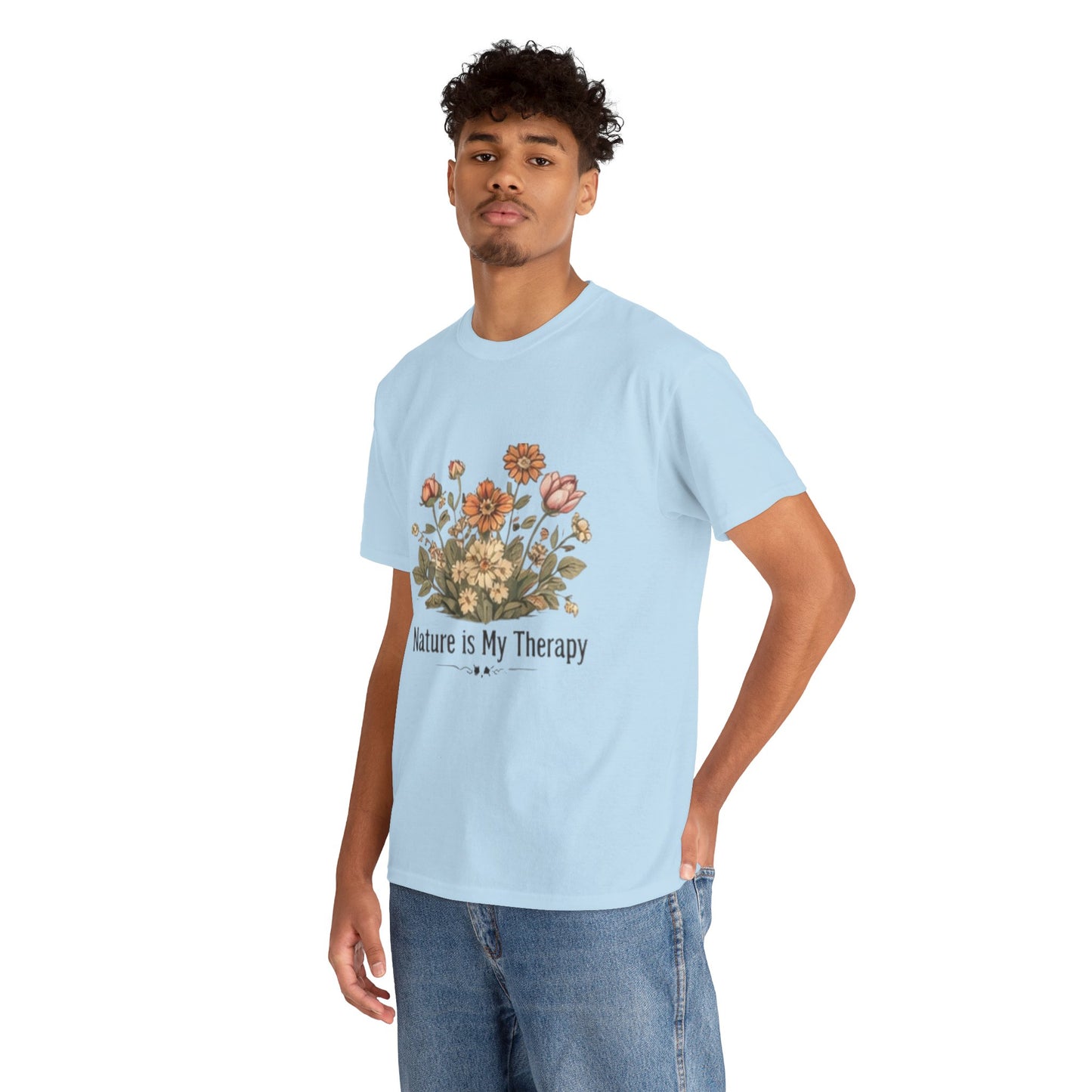 Nature Is My Therapy T-Shirt - Minimalist Floral Design Tee