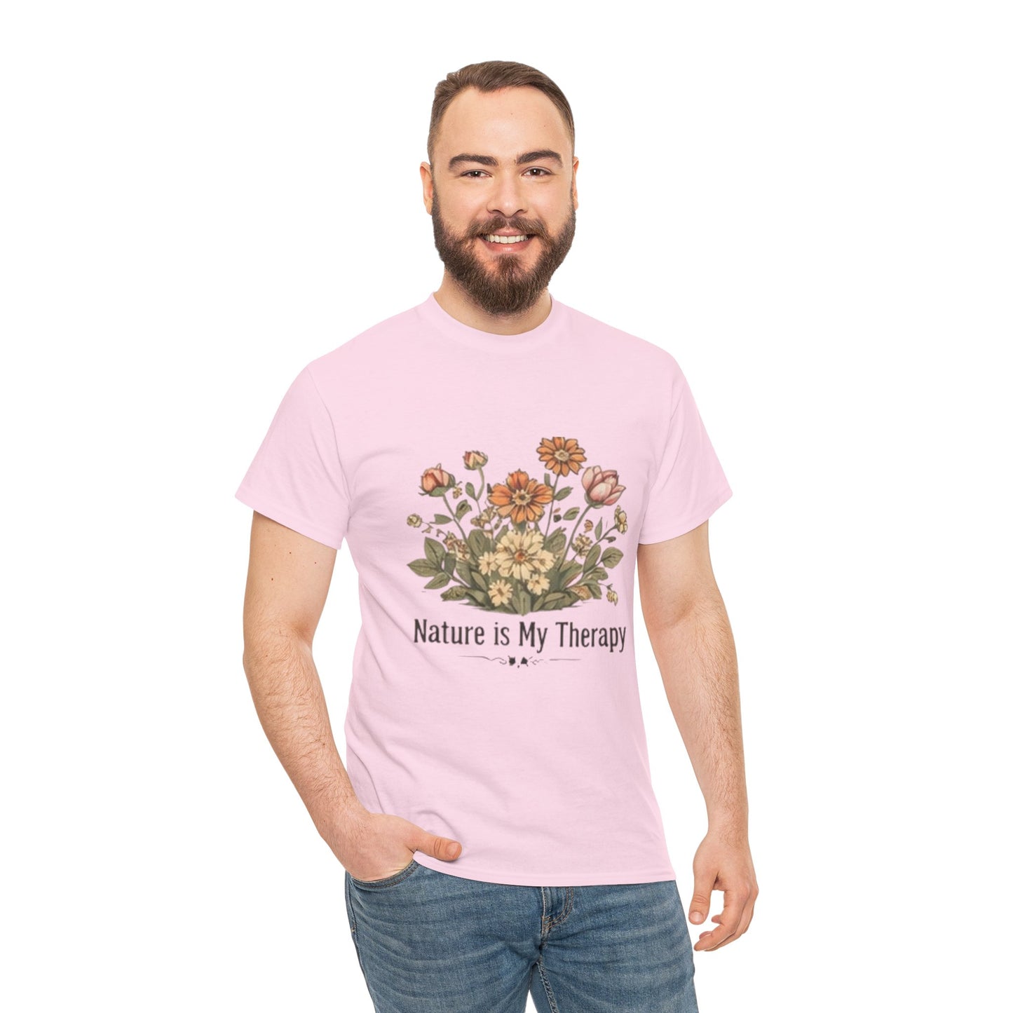 Nature Is My Therapy T-Shirt - Minimalist Floral Design Tee