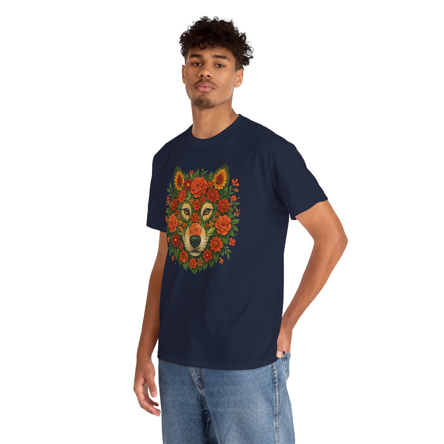 Floral Animal Portrait T-Shirt – Nature Art Aesthetic Tee