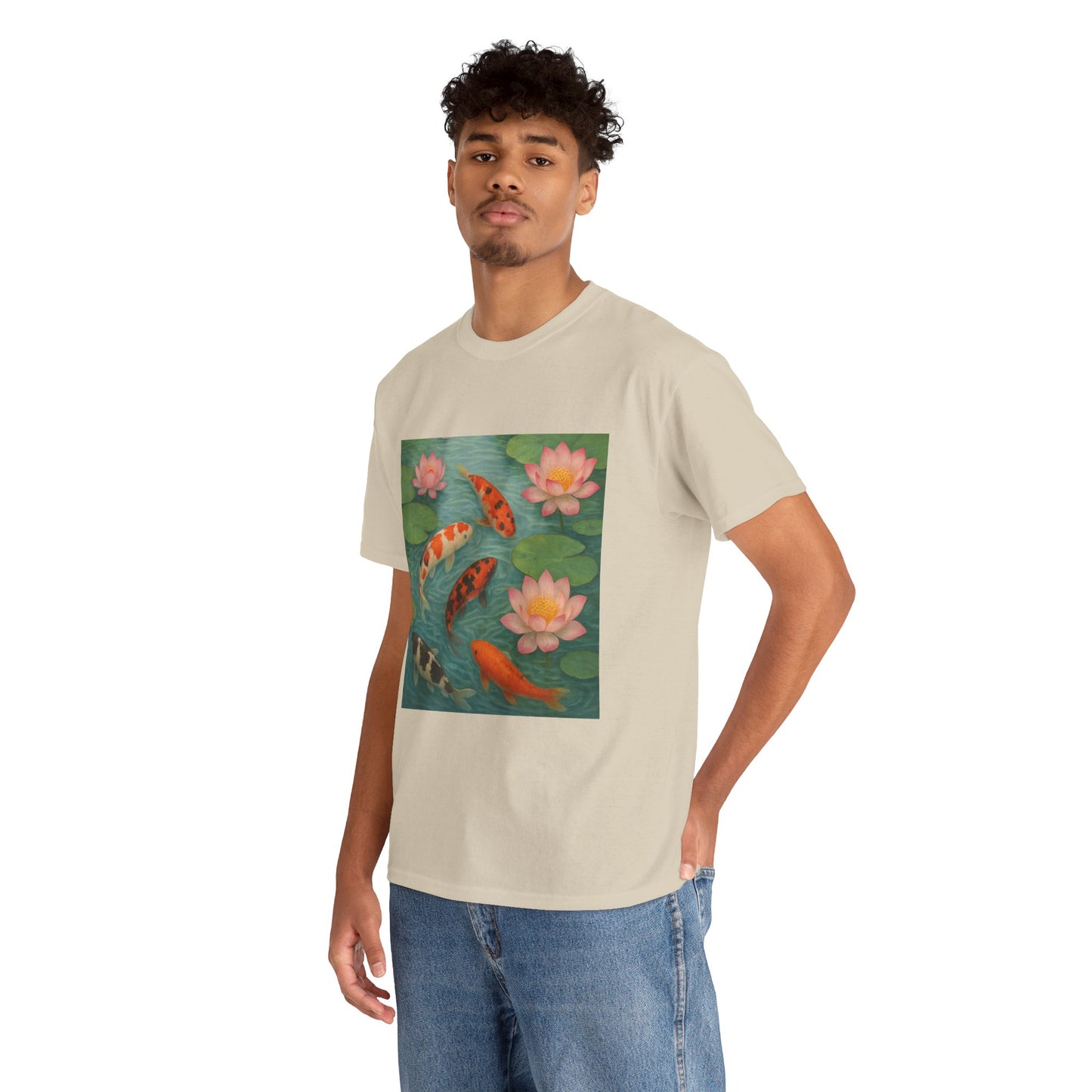 Koi Fish Lotus Pond T-Shirt – Zen Nature Aesthetic Tee