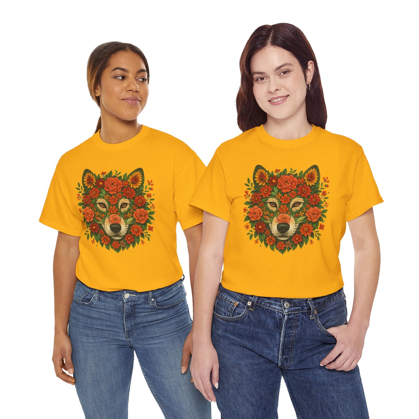 Floral Animal Portrait T-Shirt – Nature Art Aesthetic Tee