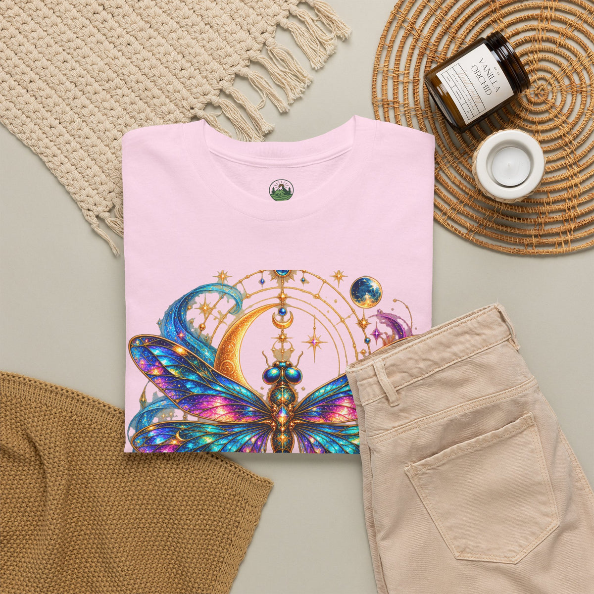 Celestial Dragonfly T-Shirt – Moon & Wildflower Nature Tee