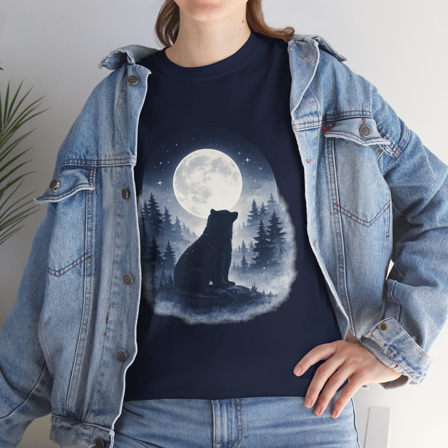 Mystic Bear Silhouette T-Shirt – Minimalist Nature Graphic Tee, Forest Spirit Design, Wildlife Lover Shirt