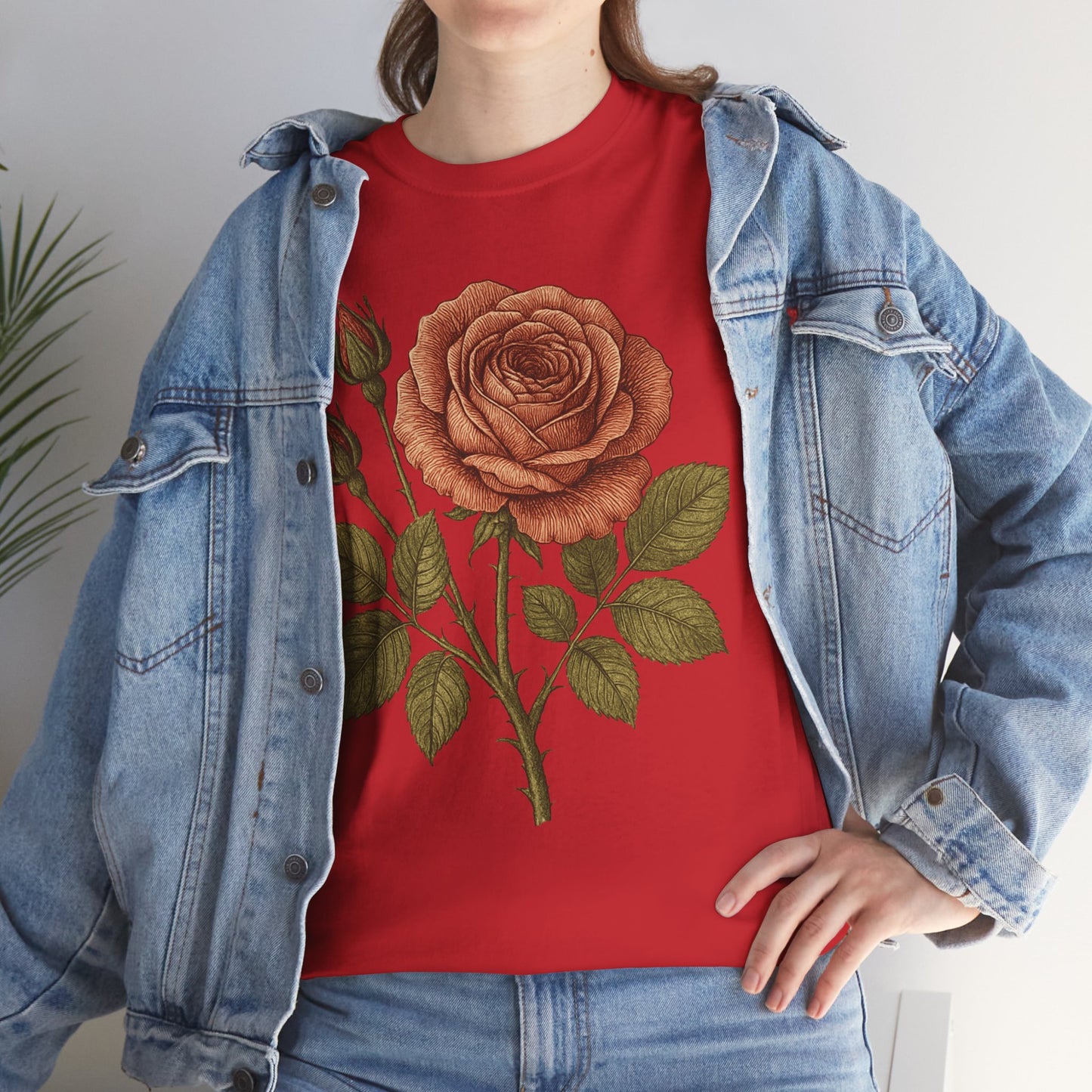 Vintage Botanical Rose T-Shirt – Minimalist Floral Aesthetic Tee