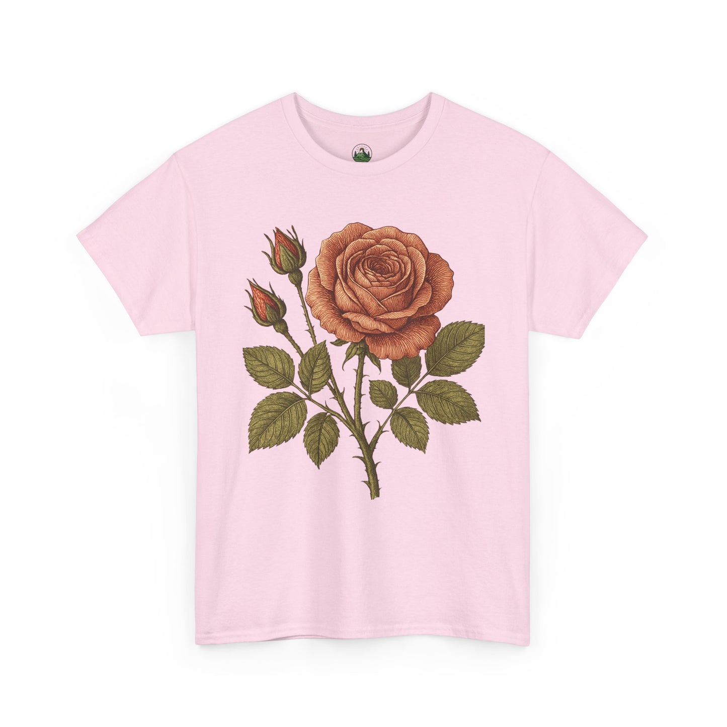 Vintage Botanical Rose T-Shirt – Minimalist Floral Aesthetic Tee