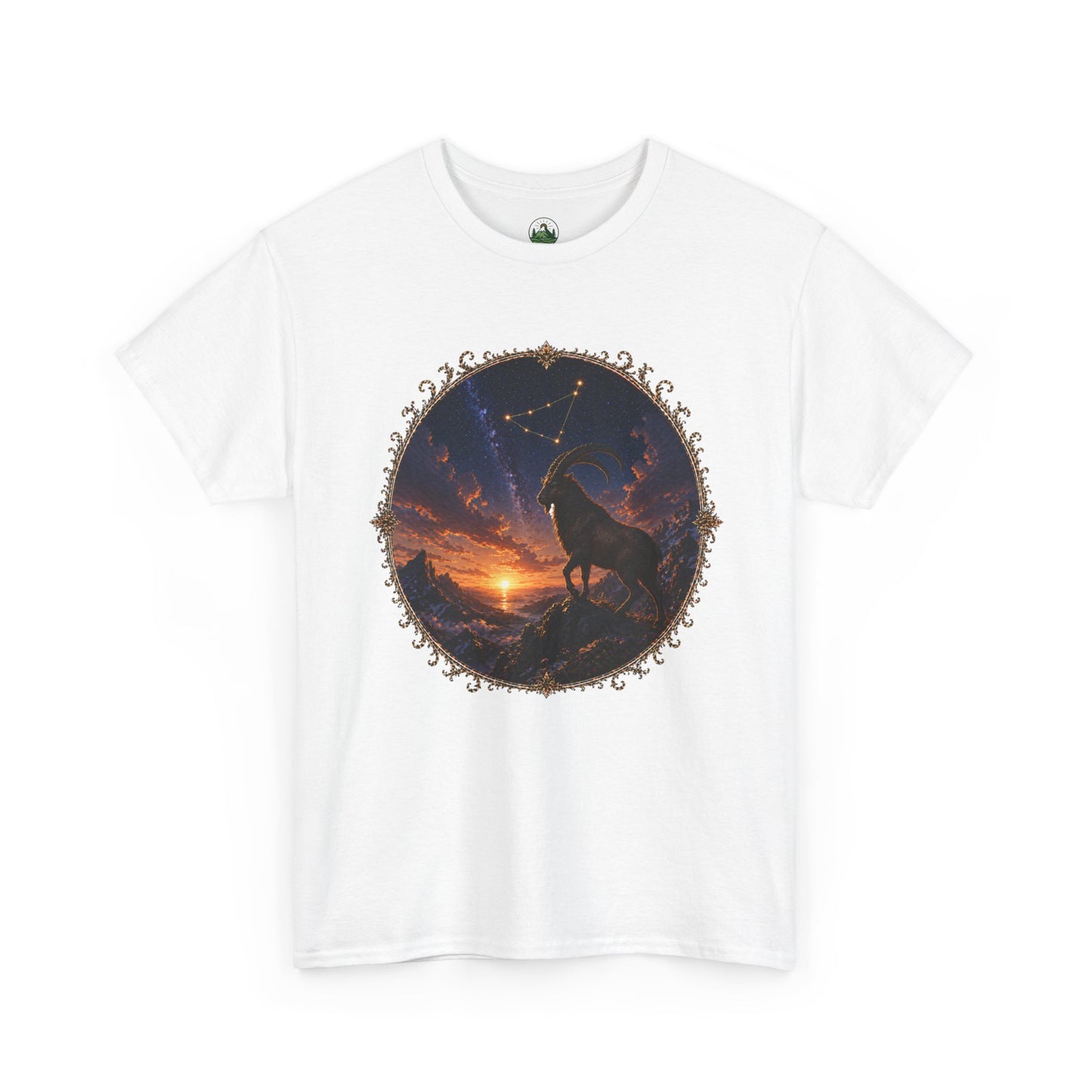 Capricorn Zodiac T-Shirt – Mountain Goat Ambition Design | Minimal Power Astrology Tee