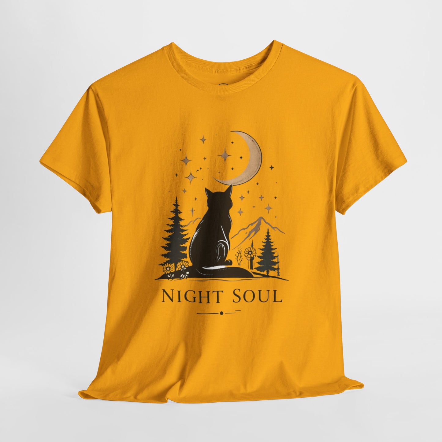 Black Cat Moon T-Shirt – Night Soul Aesthetic Tee, Minimalist Cat Lover Shirt