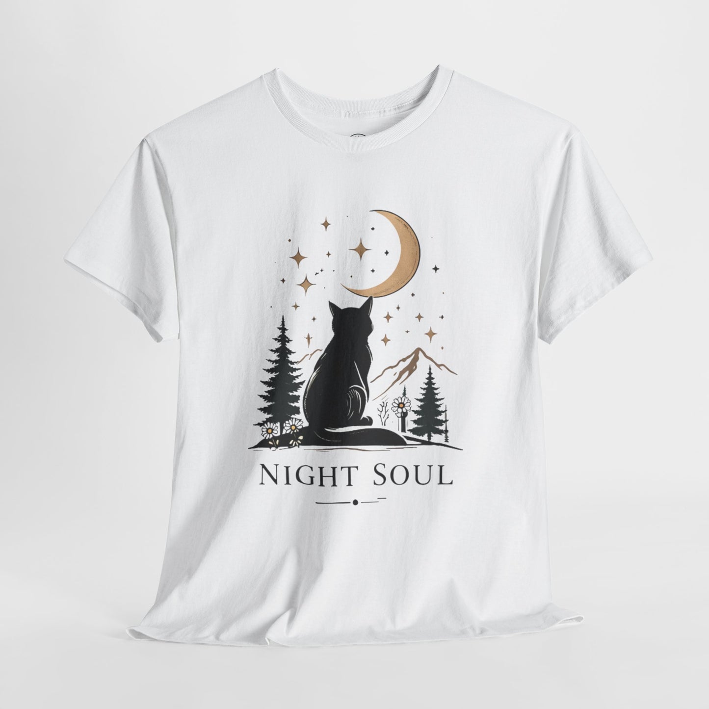 Black Cat Moon T-Shirt – Night Soul Aesthetic Tee, Minimalist Cat Lover Shirt