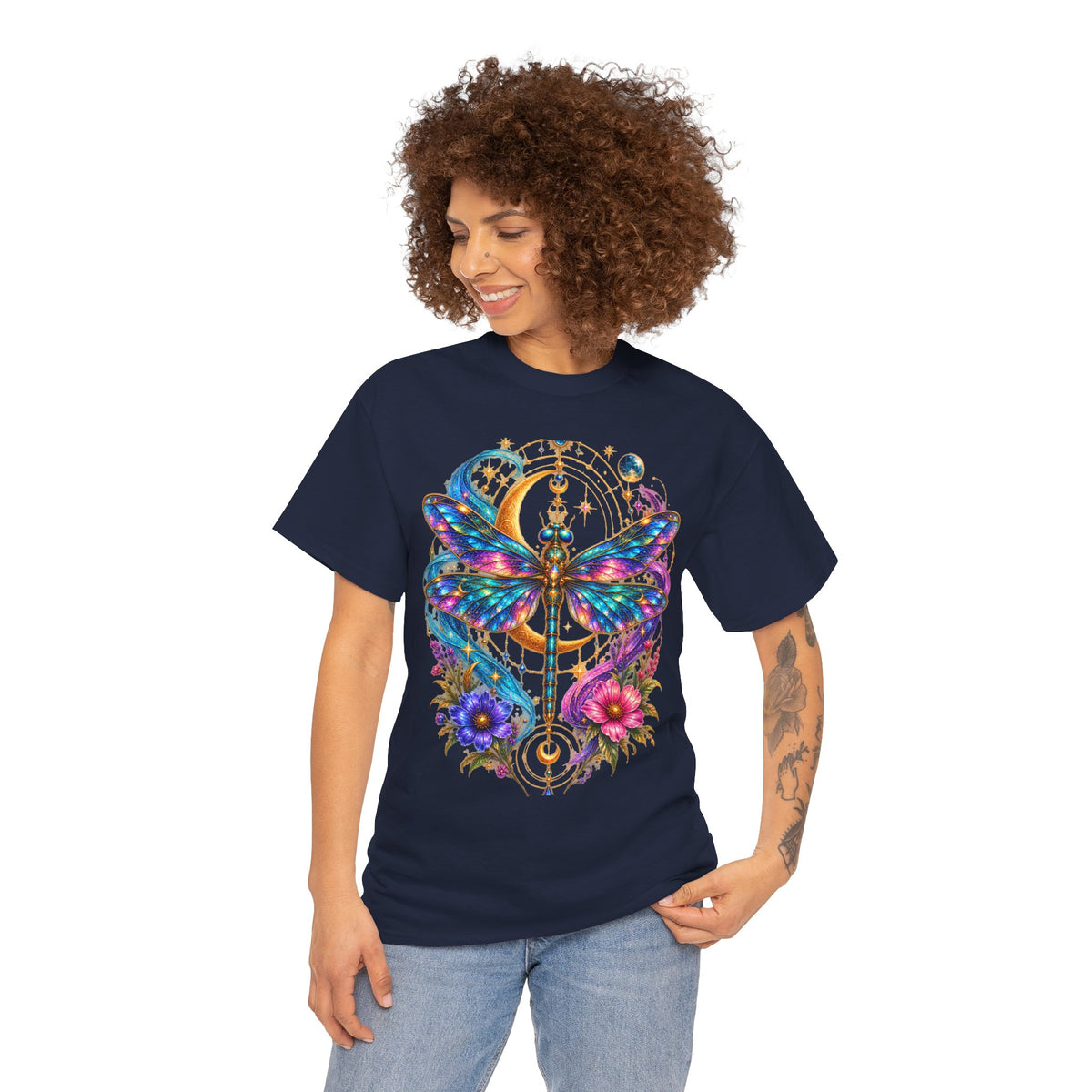 Celestial Dragonfly T-Shirt – Moon & Wildflower Nature Tee