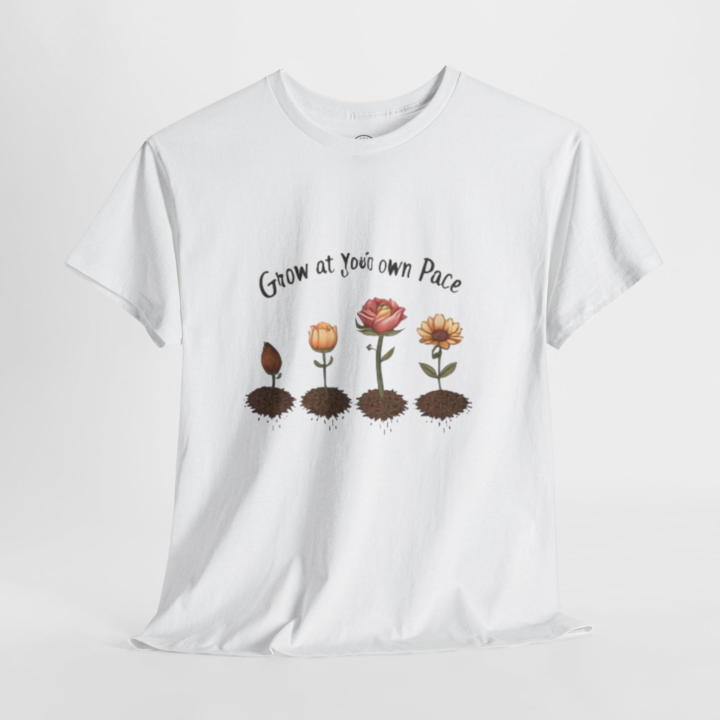 Grow at Your Own Pace T-Shirt – Minimalist Flower Pot Tee, Aesthetic Botanical Shirt, Unisex Gift for Plant Lovers