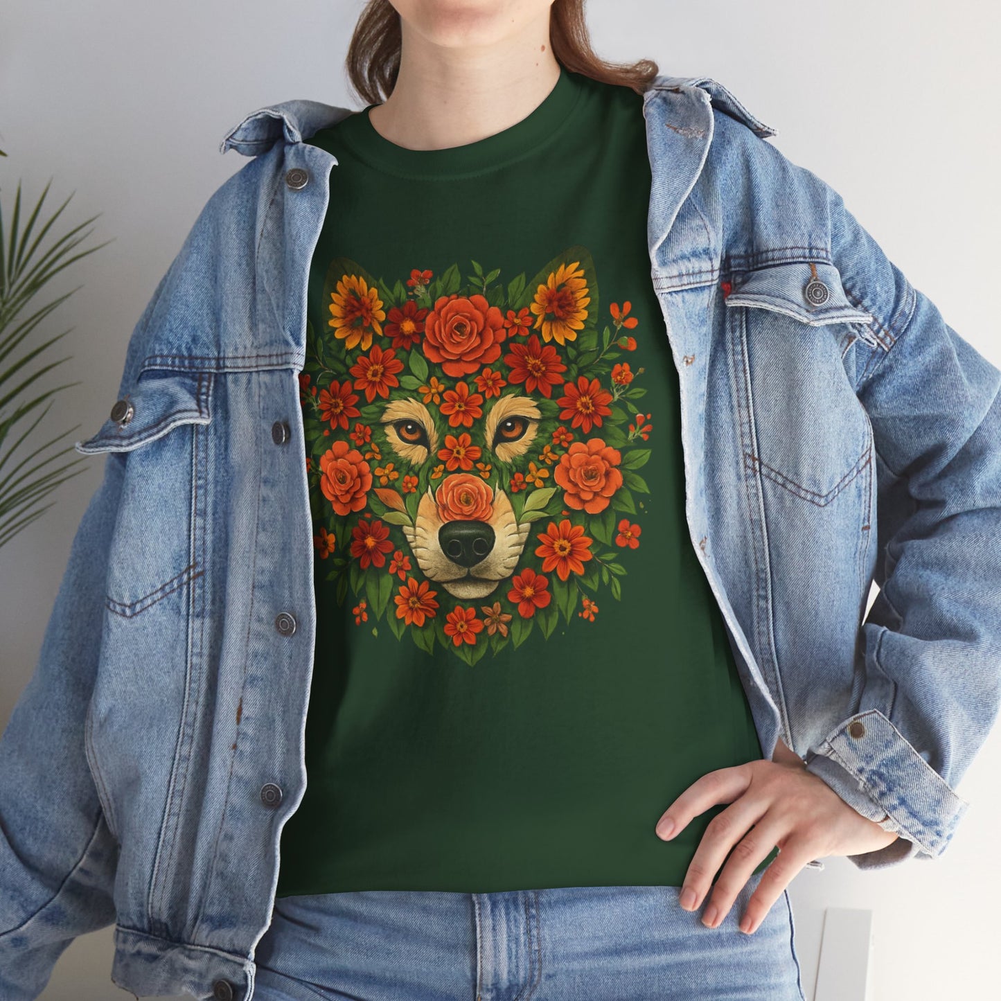Floral Animal Portrait T-Shirt – Nature Art Aesthetic Tee